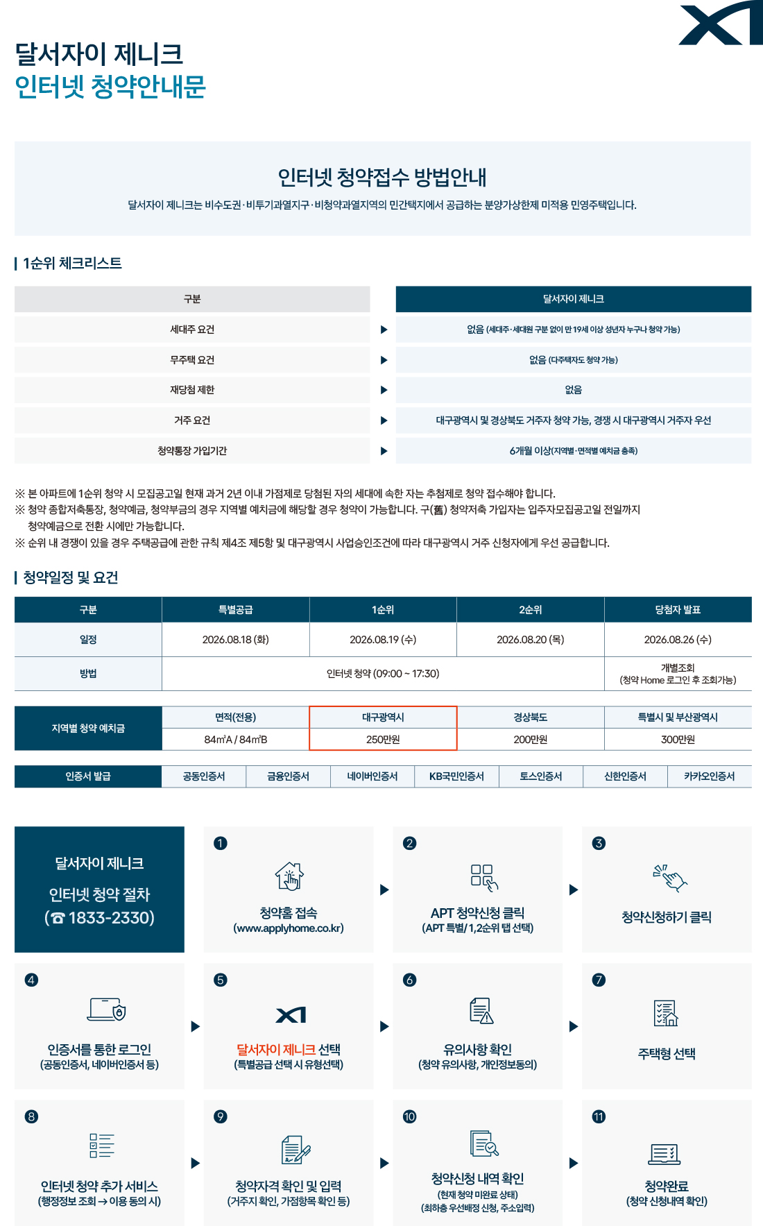 달서자이 제니크 인터넷 청약안내문